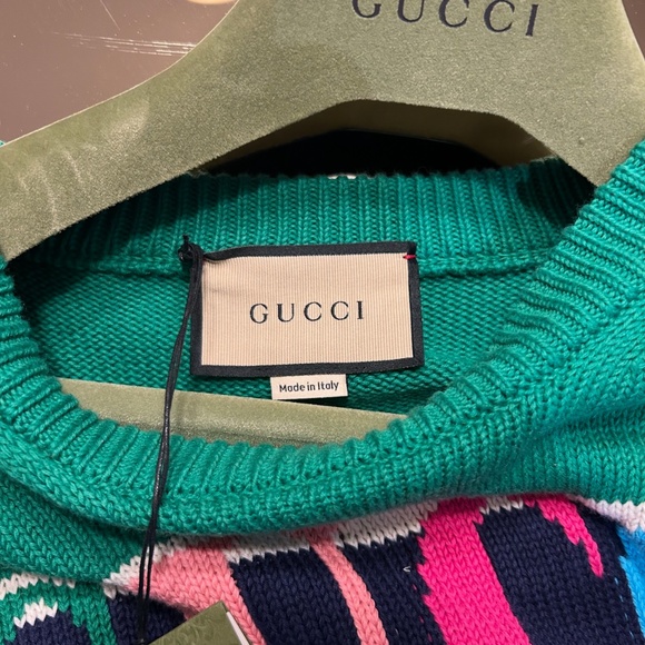 Men’s Gucci cotton/wool Cable knit sweater size large made in Italy NWT - Picture 11 of 12